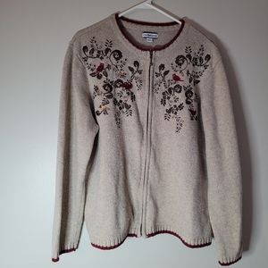 Women's Croft & Barrow 1x Full Zip Embroidered Sweater Cardinals Ugly Christmas